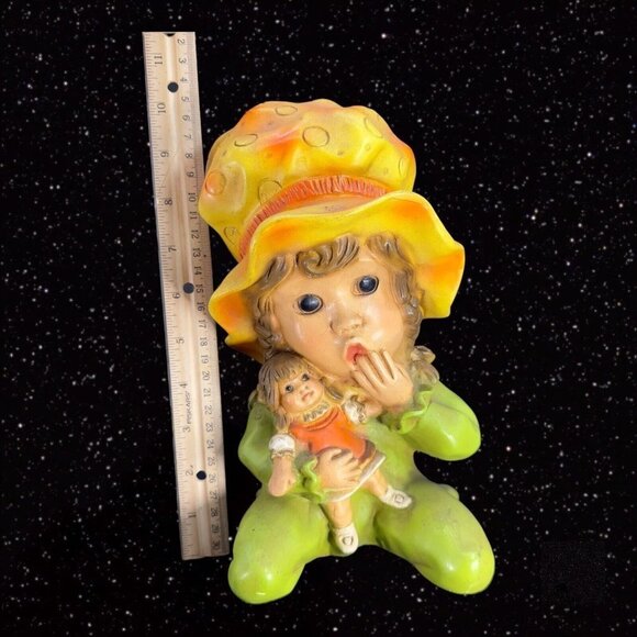 1974 Universal Statuary Corp Alice Holding Doll Figure MCM Chalk ware Large - Picture 7 of 13